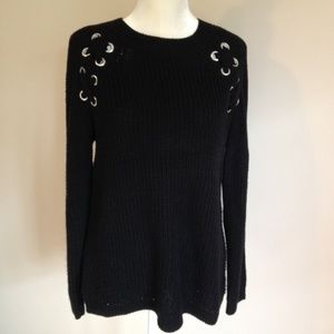 Hippie Rose Black Grommet Laced Sweater